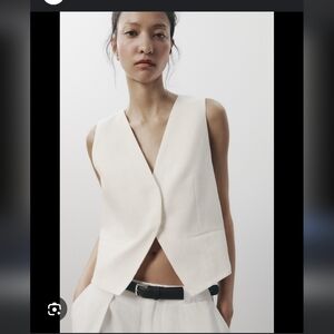 ZARA WELT POCKET VEST Size S. ECRU REF: 4749/765